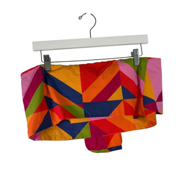 Farm Rio Anthropologie Bandeau Multicolor Geometric Top Boho NEW Womens Large - Picture 3 of 8